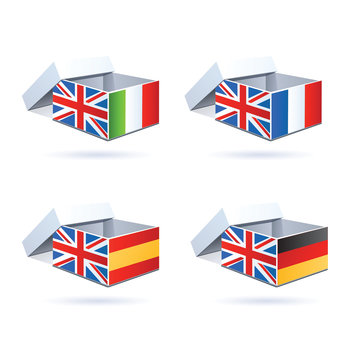 flag boxes for english language schools