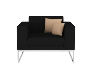 Modern black sofa isolated