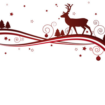 christmas landscape with reindeer