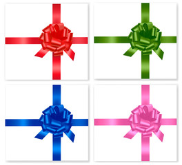 Gift colored ribbons and bows. Vector Illustration.