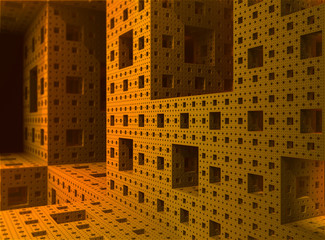 Inside a 3D Sierpinski sponge fractal object © g0b