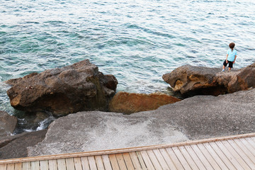 Exotic Private beach and a boy