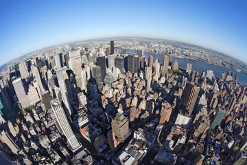 Fotobehang New York cityscape with fisheye © sumnersgraphicsinc