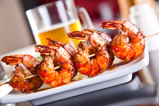 Shrimp grilled with beer