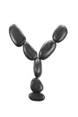 Letter 'Y' made of stones isolated on white