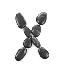 Letter 'X' made of stones isolated on white