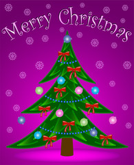 Christmas tree on rosy background