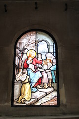 Vitrail d'un caveau du cimetière du Montparnasse à Paris