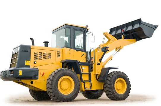 One Loader excavator construction machinery equipment isolated