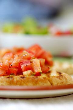 Chopped Tomatoes on Bruschetta Bread