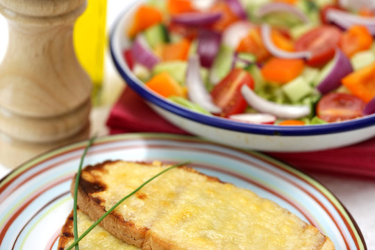 Melted Cheese on Bruschetta