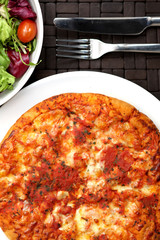Cheese and Tomato Pizza with Salad