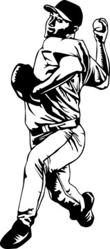 Black and white pitcher player