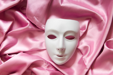 Theatre concept with the white plastic masks