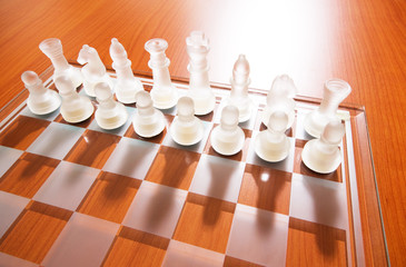 Set of chess figures on the playing board