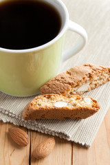 italian cantuccini cookies and coffee cup