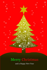 Naklejka na ściany i meble Christmas tree, Greeting card