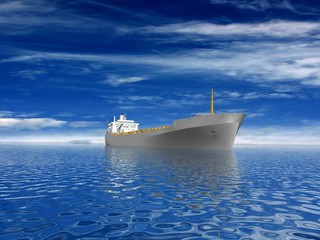 barge on beautiful seascape