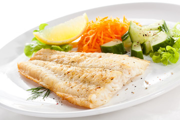 Fish dish - fried fish fillet with vegetables