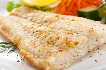 Fish dish - fried fish fillet with vegetables