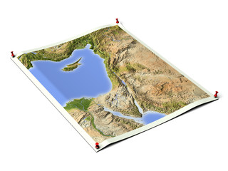 Palestine on unfolded map sheet.