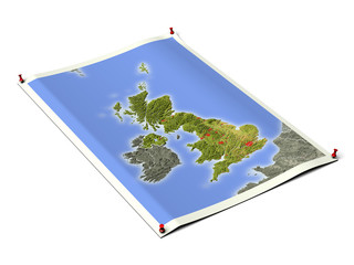 United Kingdom on unfolded map sheet.
