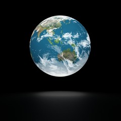 Fototapeta na wymiar Earth model on black background with shadow
