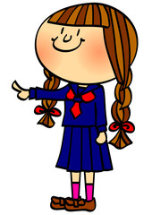 女の子が指差す