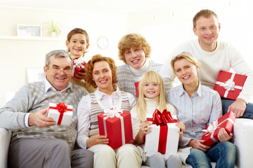 Family with gifts