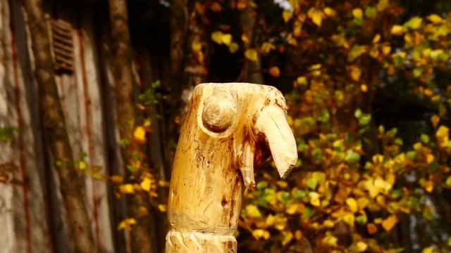 wood sculpture of a bird