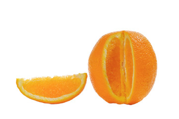 Orange and slice isolated on white