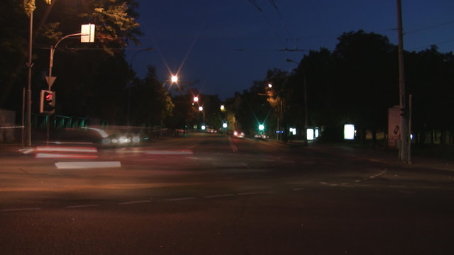 Night scene of car traffic and lights