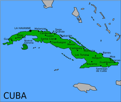 Carte des Villes Principales de Cuba