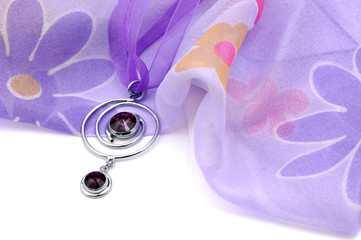 Purple Swarovski Crystal and Floral Scarf