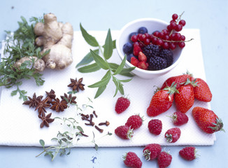 Fruits rouges, épices et herbes