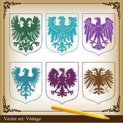 Eagle coat of arms heraldic vector set