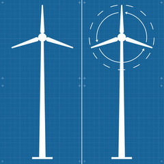 Windmill alternative energy generator blueprint vector