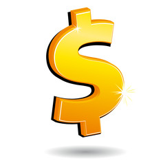 Golden Dollar Money Symbol Vector