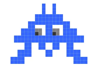 Papier Peint photo autocollant Pixels Space Invader, extraterrestre de jeux vidéo rétro