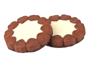 Chocolate cookies on a white background