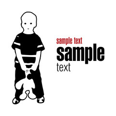 vector silhouette boy with toy