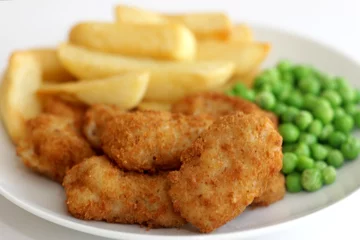 Fotobehang Scampi Peas and Chips © Martin Lee