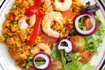 King Prawn Paella with Salad