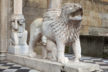Fototapeta na wymiar Leone stiloforo Basilica di Santa Maria Maggiore, Bergamo Alta