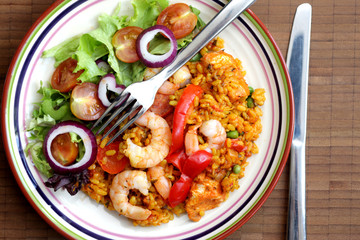 King Prawn Paella with Salad