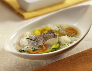 Riz aux légumes et colin
