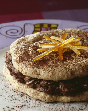 Dacquoise au chocolat et oranges confites