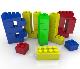 Naklejka premium Build Word in Toy Building Blocks