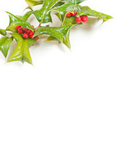 Christmas framework with holly berry isolated