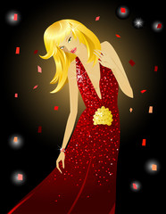 Obraz na płótnie Canvas fashion girl in red dress
